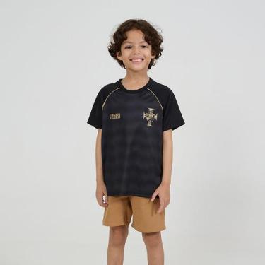 Imagem de Camisa Vasco Da Gama Raglan Mosaico - Infantil - Braziline, 8, Preto
