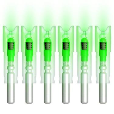 Imagem de CosiComu Nocks iluminados para balestra com diâmetro interno de 0,300 com interruptor ON/Off Nocks de flecha para caça ao arco pacote com 6 (verde)