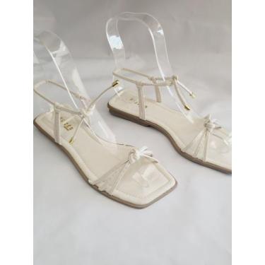 Imagem de Sandália Feminina rasteirinha de amarrar rasteira casual amarração - R