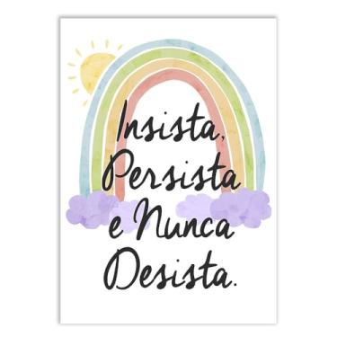Imagem de Placa Decorativa Frases Insista Persista Nunca Desista Decoração Poster Quarto Sala