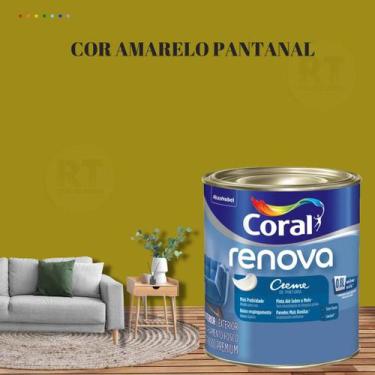 Imagem de Tinta Parede Amarelo Acrílica Fosca Renova 800ml - Coral, AMARELO PANT