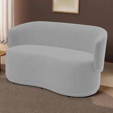 Imagem de Poltrona Namoradeira Aisha 02 Lugares Orgânica Veludo Cinza Claro - Desk Design