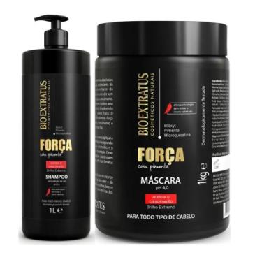 Imagem de Kit Shampoo e Máscara 1L Força e Crescimento Capilar Bio Extratus