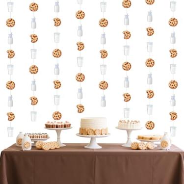 Imagem de Jollyboom Decorações de festa de aniversário Milk and Cookies, 8 peças, bolachas, leite, pingente, guirlanda, bandeira, para doces de 1º aniversário, chocolate, bebidas, garrafa, meninos e meninas
