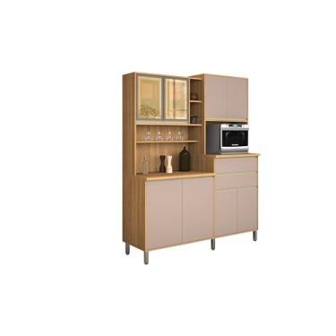 Imagem de Armário Gabi 8 Portas Freijó Connect Portas Transparentes De Vidro Para Cristaleira 100% MDF Cozinha Área De Lazer