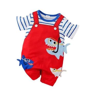 Imagem de Macacão De Verão Para Bebê Menino Com Estampa De Tubarão, Roupas Para 