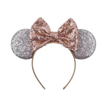 Imagem de Tiara De Orelhas De Rato Com Lantejoulas E Laço Para Meninas Com Pérol
