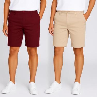 Imagem de Kit 2 Bermuda Colorida Sarja Jeans Masculino Diversas Cores - Prime St