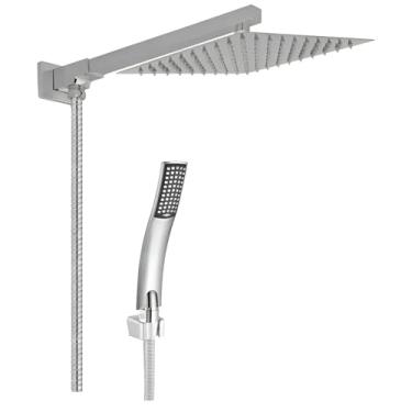 Imagem de Chuveiro Ducha 30x30 Inox 304 C/Desviador E Chuveirinho Inox Brilhante