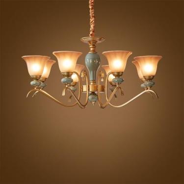 Imagem de Lâmpada Pendente Lustre LED Retro Cerâmica (C 3 Luzes) - Para Sala De Estar, Quarto, Estudo, Restaurante, Hotel, Café & Villa (H 8 luzes)