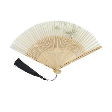 Imagem de Tsnamay Ventiladores dobráveis clássicos de 40 cm para mulheres, dobrável, leque dobrável de seda de bambu para decoração de casamento, festival de música de dança, estilo aberto