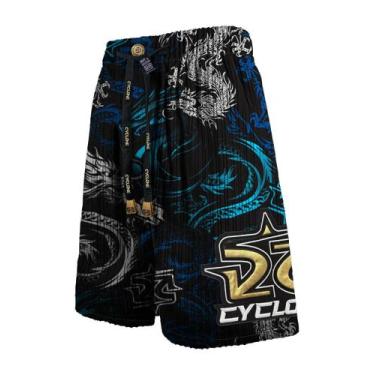 Imagem de Bermuda Cyclone Veludo Mystic Dragon, Preto, Azul, 3G