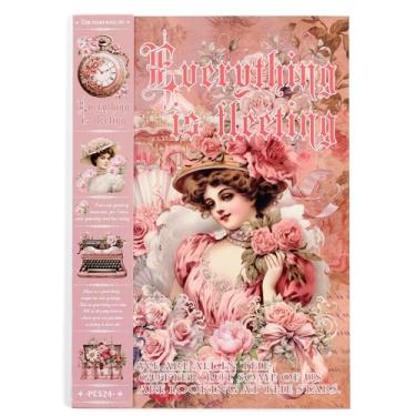 Imagem de Auguro Adesivo vintage efêmera 24 folhas pré-cortadas 300 washi adesivos papel pessoas diário adesivos para adultos lixo diário adesivo livro scrapbook suprimentos