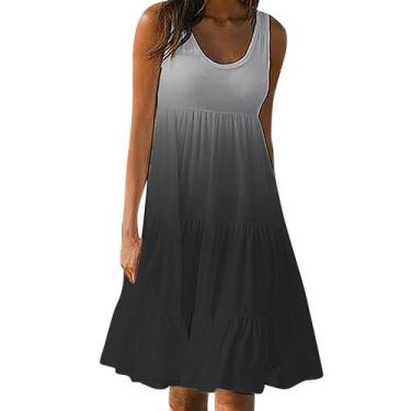 Imagem de Vestido de praia feminino, moda, férias, verão, gradiente, estampa, se