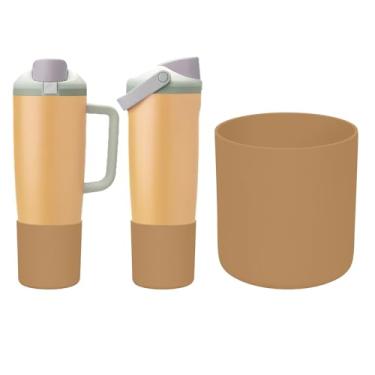 Imagem de ZXFYE Bota superior compatível com Owala 850 g 1,134 g FreeSip Sway garrafa de água e copo, antiarranhões e antiderrapante, grande capa protetora de silicone para Owalaa Sway