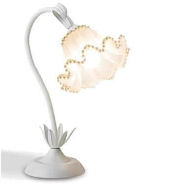 Imagem de Abajur de cabeceira Flores do Campo Quarto Romântico Cabeceira Luz Noturna Atmosfera Luminária de Mesa Decorativa com(Branco)