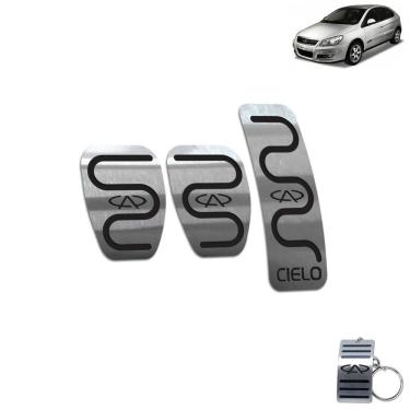 Imagem de Pedaleira Chery Cielo Manual 2010 Até 2013 Aço Inox Preto