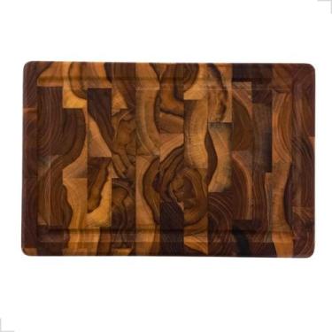 Imagem de Tábua De Churrasco Carnes com Canaleta Madeira Teca Premium 44x29,5cm 