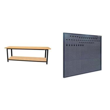 Imagem de Conjunto de Organização Profissional 1 Bancada Aberta 200cm 1 Painel para Ferramentas em Aço Presto Preto