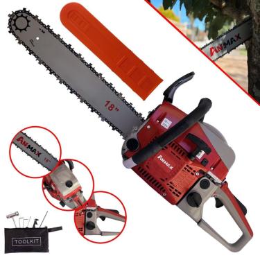 Imagem de Motosserra Robusta Anmax CS5200-B À Gasolina Motor 2T 52cc 2,7HP de Potência 11.000rpm Com Sabre 18 Polegadas Corrente 32 Dentes