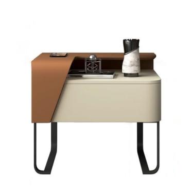 Imagem de URGDWEKJY Sofá, mesa de cabeceira nórdica, mesa de cabeceira com pintura simples, prateleira de cabeceira para sala de estar, sofá, mesa lateral de varanda, mesa de canto pequena