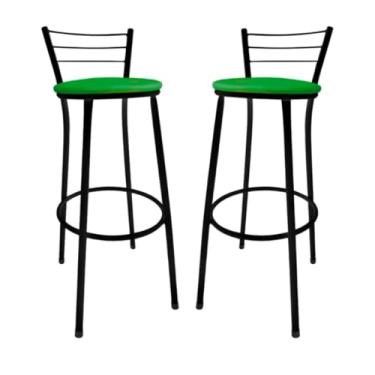 Imagem de Kit 2 Banqueta de Bar Alta com Encosto - Para Cozinha Americana e Área de Lazer (Verde)