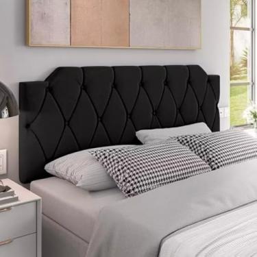 Imagem de Cabeceira Box Estofada Para Cama de Casal até Cama Queen 1,40 a 1,95 Fixação Parede(Preto,1,95 - King)