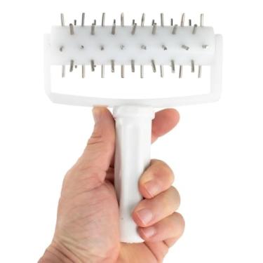 Imagem de Rolo Furador de Massa de Profissional 12cm com Pinos em Aço Inox Pizzaiolo Reforçado Ferramenta de Ancoragem de Pizza, Bolo, Torta, Pastelaria e Pão