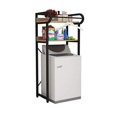 Imagem de Estruturas de armazenamento de lavadora para banheiro, rack de banheiro de prateleira, economia de espaço de banheiro sobre o rack de armazenamento de banheiro acima do organizador de pé de 2 camada