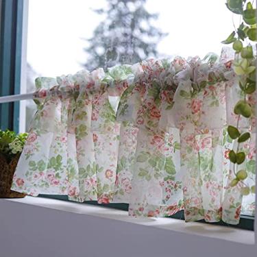 Imagem de QLDFX Cortina curta de cozinha, cortina de voile de cozinha, cortina curta estilo country, cortina de bistrô, cortina de café, cortina transparente para sala de estar, quarto, cozinha, 1 peça, 250 x