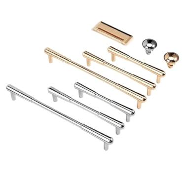 Imagem de CXYFQUUK Maçanetas modernas minimalistas cromadas brilhantes de liga de zinco puxadores de armário de cozinha puxadores de gaveta puxadores de móveis ferragens 2 peças (cromo 192 mm)