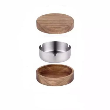 Imagem de Cinzeiro de ervas daninhas cinzeiro de moda para casa, simples, moderno e personalizado, com tampa, de madeira, inquebrável, leve e de luxo cinzeiros para cigarros (tamanho: L)