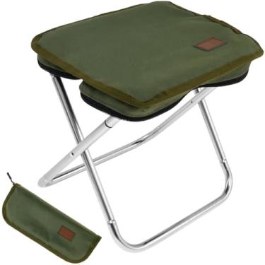 Imagem de Banqueta dobrável de acampamento, ultraleve portátil de 28 cm com bolsa de transporte para atividades ao ar livre, viagens, caminhadas, pesca, praia (1, verde)