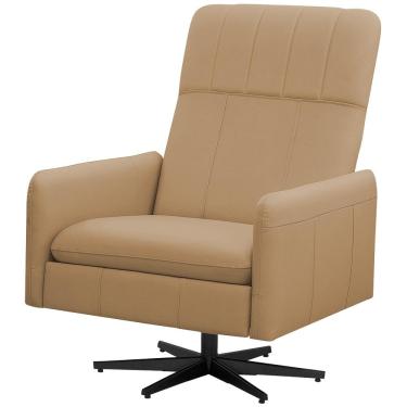 Imagem de Poltrona Decorativa Giratória Retrátil Reclinável Lutor L06 Couro Marrom Claro - Lyam Decor