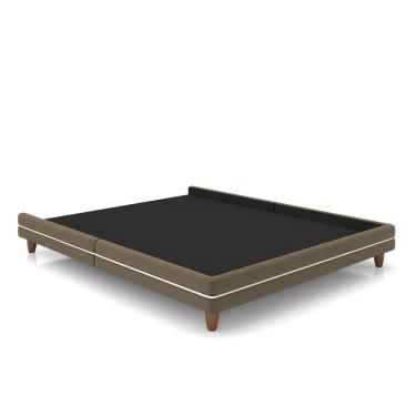 Imagem de Cama Avulsa para Colchão Casal Torres Pés em Madeira Veludo Castor G91 - Gran Belo