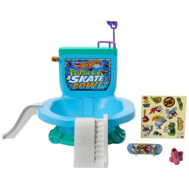 Imagem de Pista de Brinquedo Set Bowl de Vaso com 1 Skate e 1 Par de Tênis Removível, Para Crianças a Partir de 5 Anos, Hot Wheels Skate
