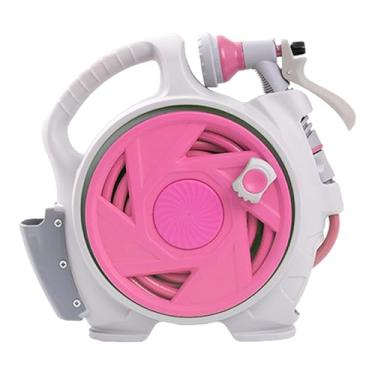 Imagem de Gralara Carrinho de carretel de mangueira de jardim, carrinho de tubo de água, conjunto de carretel de mangueira, mangueiras de água telescópicas, Rosa