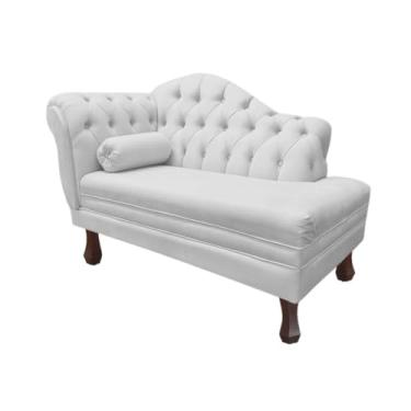 Imagem de Divã Elegante 120cm com Estrutura em Eucalipto - Design Moderno, Pés em Madeira Maciça e Altura Aconchegante para Ambientes Residenciais (Branco)