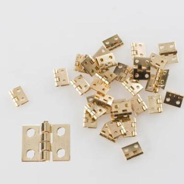 Imagem de Hinges, 50Pcs Tiny Golden Mini Small Metal Hinge for 1/12 House Miniature Cabinet Fittings 10X8mm Home Hardware(Gold)