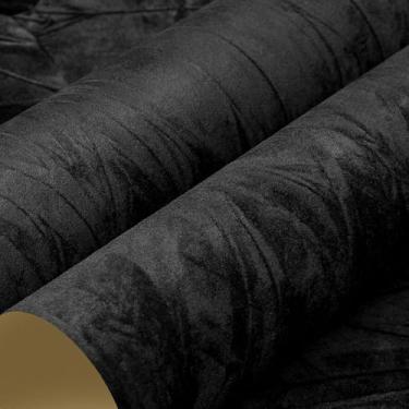 Imagem de LACHEERY Papel de parede de veludo preto descasque e cole papel de parede de feltro autoadesivo de veludo para contato, papel de parede de tecido preto para paredes, armários, gavetas, forro de