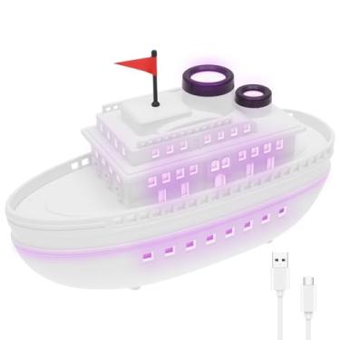 Imagem de Umidificador em forma de navio, portátil de 300 ml, difusor de aromaterapia de óleo essencial criativo de 300 ml, prático 7 modos de luz, 2 modos de nebulização, umidificador de névoa retrô para