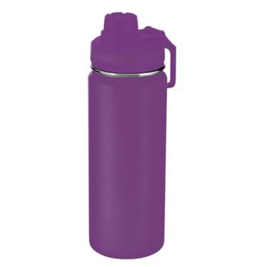 Imagem de Garrafa Térmica De Água em 570ML em Aço Inox Com Parede Dupla Isolada à Vácuo, Tampa Rosqueável Com Anel De Silicone, Alça de Transporte, Perfeito P/Dia a Dia e Para Manter Quente ou Frio (Roxo)