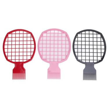 Imagem de Conjunto de 3 peças – Ferramenta profissional de cabelo preto, pente de dupla face para penteados afro, escova de cabelo de plástico para homens e mulheres