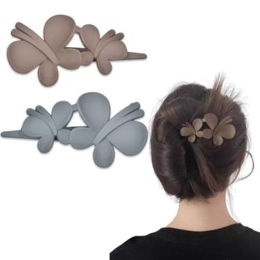 Imagem de Grampos de garra de borboleta foscos grandes para mulheres, clipes de cabelo de jacaré, borboletas francesas, presilhas de cabelo para mulheres, 2 peças, acessórios de estilo de cabelo de borboleta da