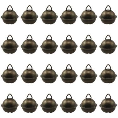 Imagem de BLLNDX 24 peças, sinos vintage bronze antigo de 2,5 cm para decorações de Natal, materiais feitos à mão, colar para animais de estimação, pingentes de gato, acessórios para fabricação de carrilhões de