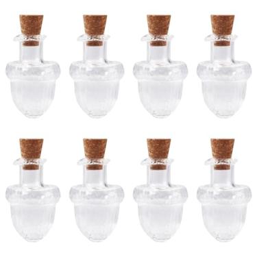 Imagem de 10 frascos pequenos de vidro transparente com armazenamento de rolhas de cortiça, frascos de vidro em forma de bolota, recipientes de contas para bricolage, artesanato, casamento, aniversário, festa