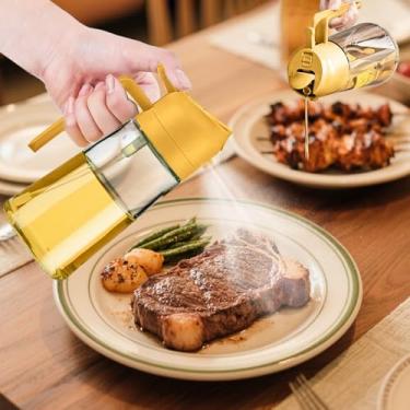Imagem de Pulverizador de óleo para cozinhar 2 em 1, dispensador de azeite de oliva de 450 ml para utensílios de cozinha, fritadeira a ar, salada, churrasco (amarelo)