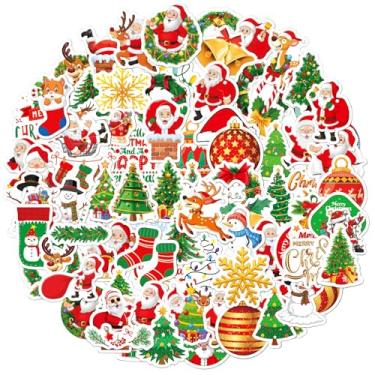 Imagem de 100 peças de adesivos de Natal - adesivos decorativos de árvore com vários projetos, à prova d'água, decoração de presente de Natal, suprimentos de festa