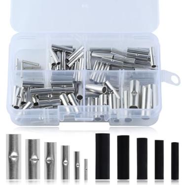 Imagem de Kit de 220 conectores de extremidade não isolados com tubo termorretrátil, conector de emenda de cobre estanhado calibre 24-8, conectores de fio não isolados, terminais de crimpagem elétrica
