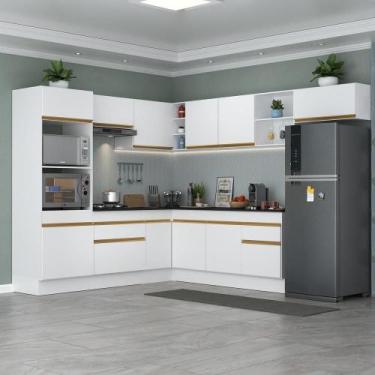 Imagem de Cozinha Completa De Canto Mp2083 Com Armário E Balcão Branca - MULTIMO